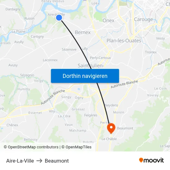 Aire-La-Ville to Beaumont map