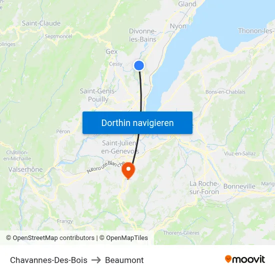 Chavannes-Des-Bois to Beaumont map