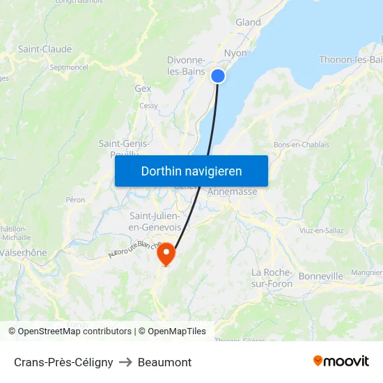 Crans-Près-Céligny to Beaumont map