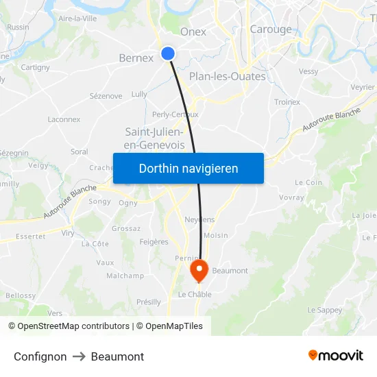 Confignon to Beaumont map