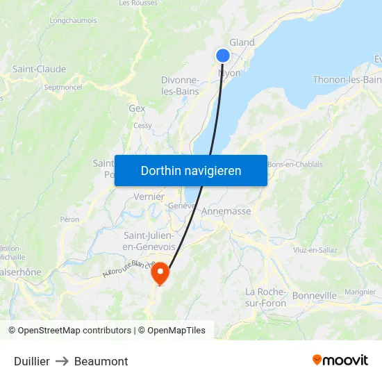 Duillier to Beaumont map
