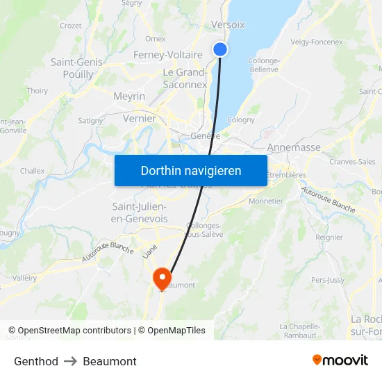 Genthod to Beaumont map