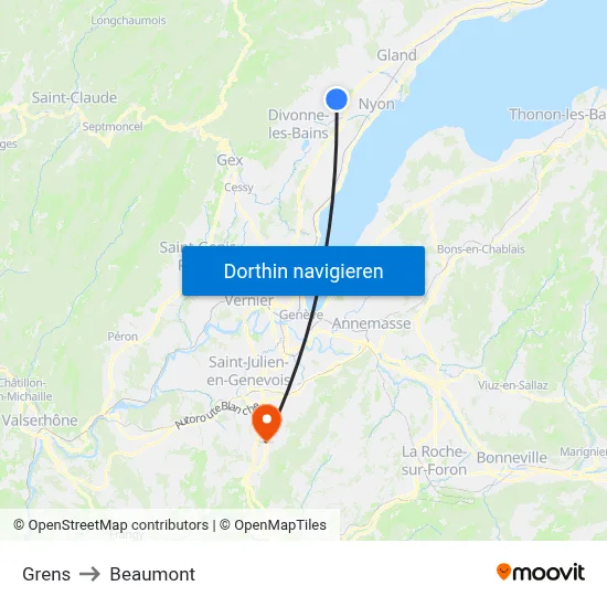 Grens to Beaumont map