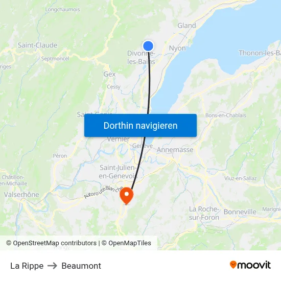 La Rippe to Beaumont map