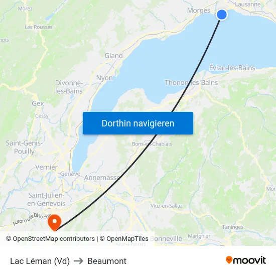 Lac Léman (Vd) to Beaumont map