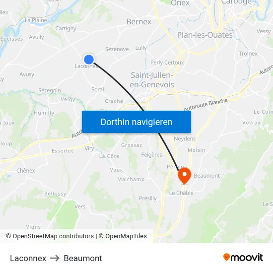 Laconnex to Beaumont map