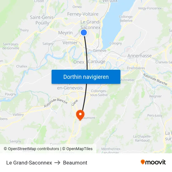 Le Grand-Saconnex to Beaumont map