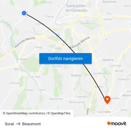 Soral to Beaumont map
