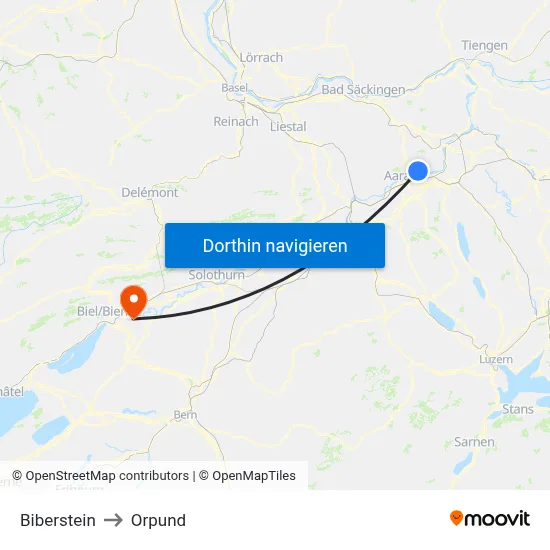Biberstein to Orpund map