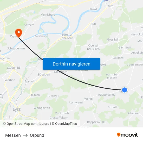 Messen to Orpund map