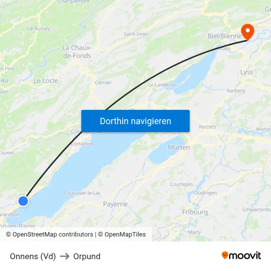 Onnens (Vd) to Orpund map