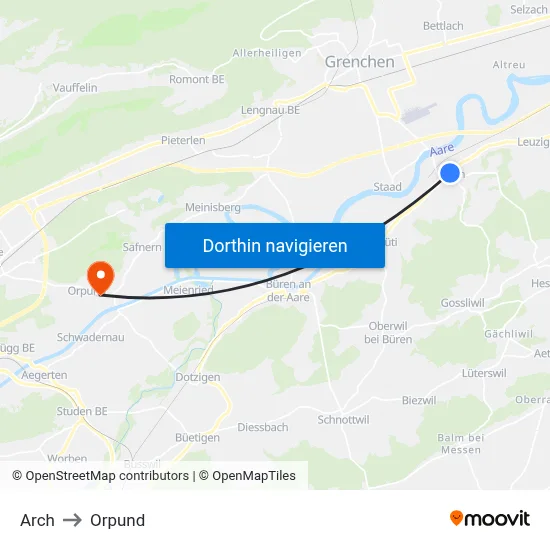 Arch to Orpund map