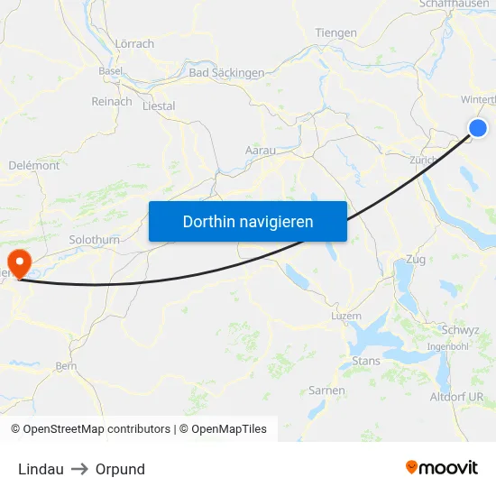 Lindau to Orpund map
