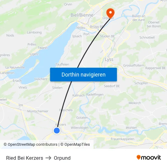 Ried Bei Kerzers to Orpund map