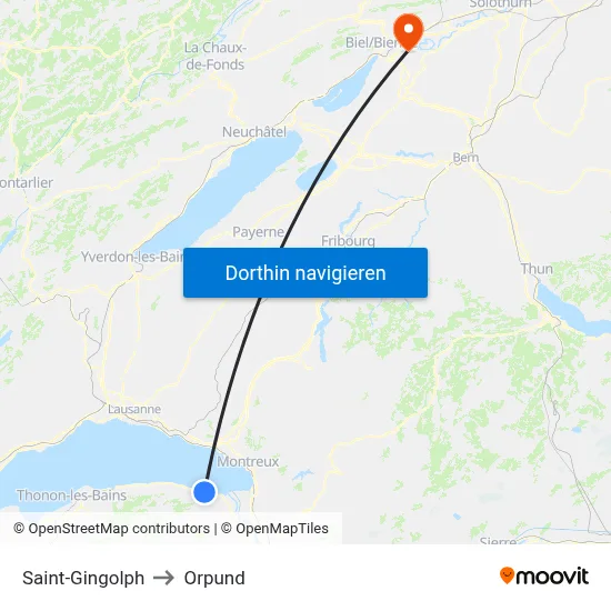 Saint-Gingolph to Orpund map