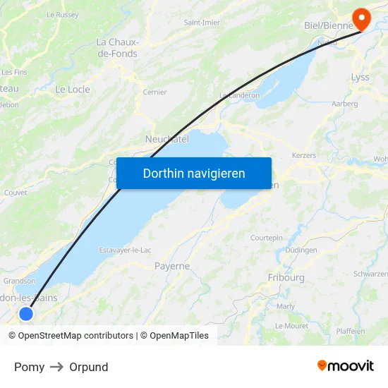 Pomy to Orpund map
