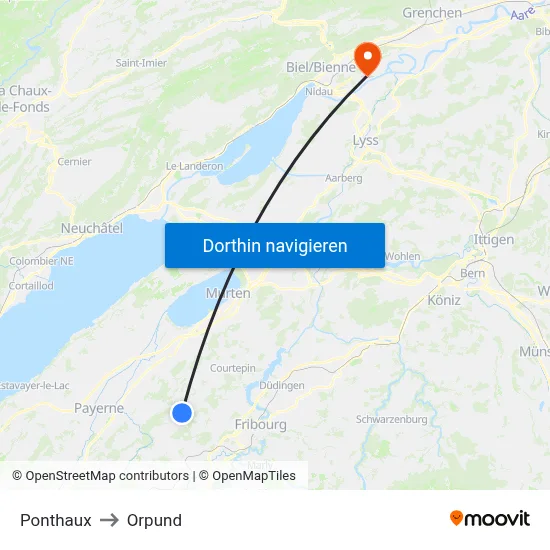 Ponthaux to Orpund map
