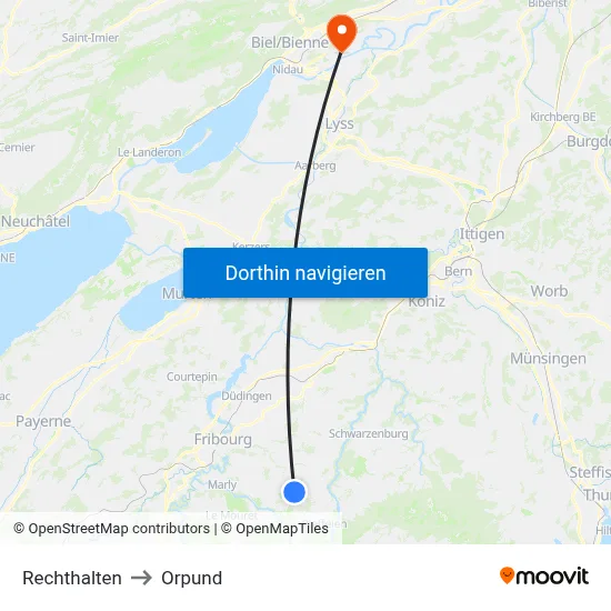 Rechthalten to Orpund map