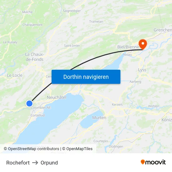 Rochefort to Orpund map