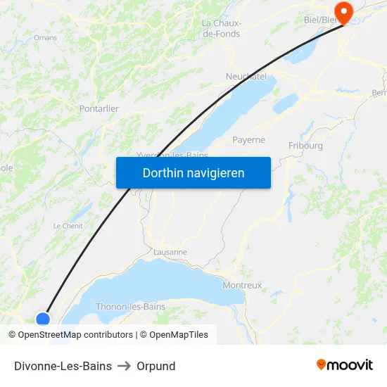 Divonne-Les-Bains to Orpund map