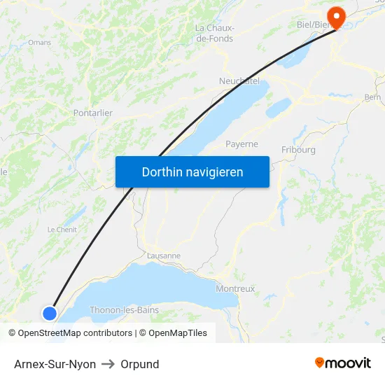 Arnex-Sur-Nyon to Orpund map
