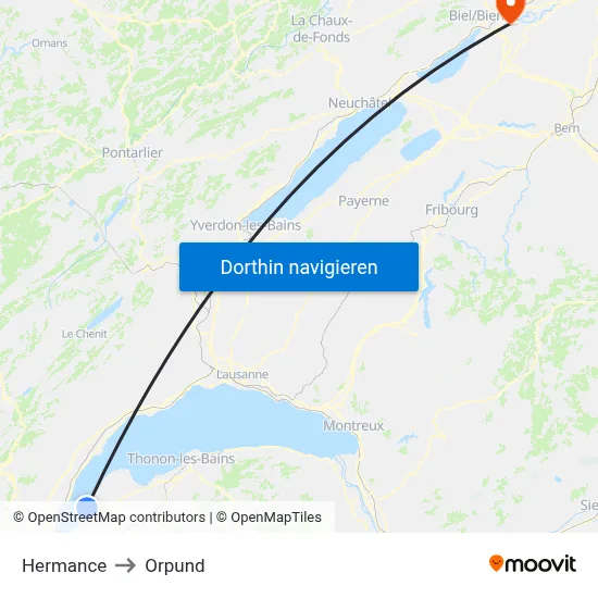 Hermance to Orpund map