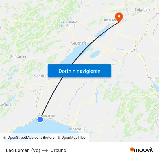 Lac Léman (Vd) to Orpund map