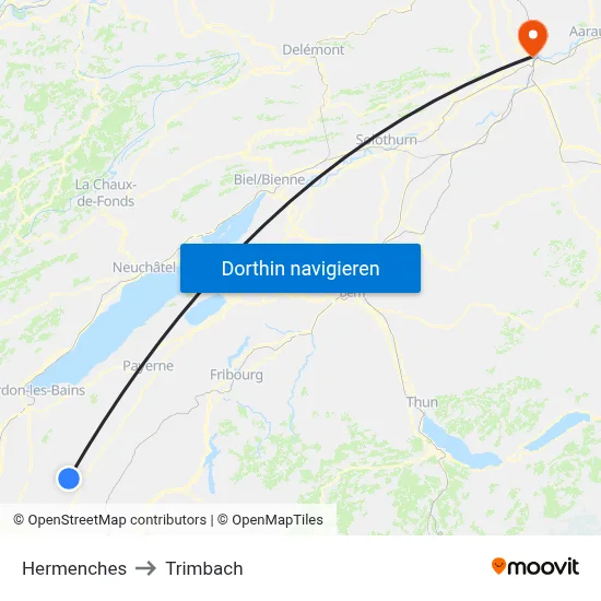 Hermenches to Trimbach map