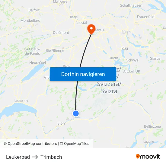 Leukerbad to Trimbach map