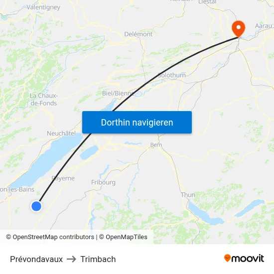 Prévondavaux to Trimbach map