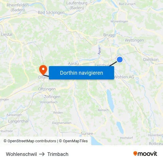 Wohlenschwil to Trimbach map