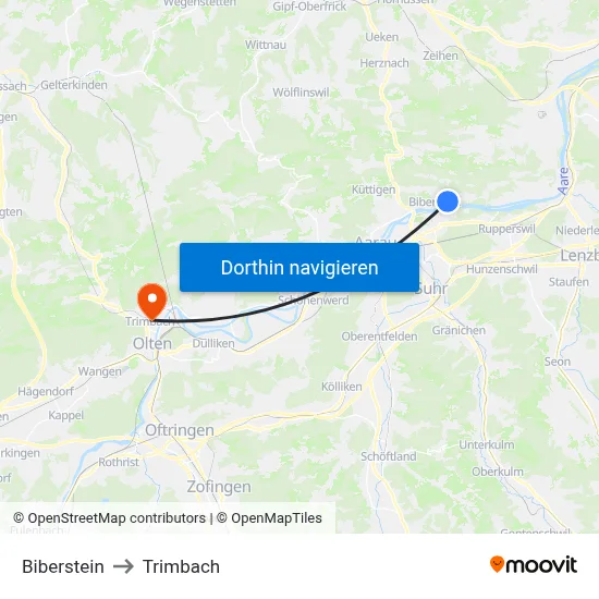 Biberstein to Trimbach map