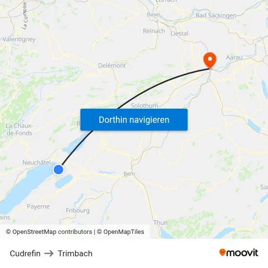 Cudrefin to Trimbach map