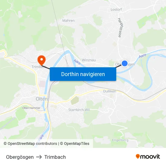 Obergösgen to Trimbach map