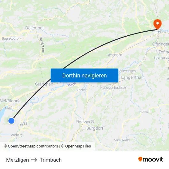 Merzligen to Trimbach map