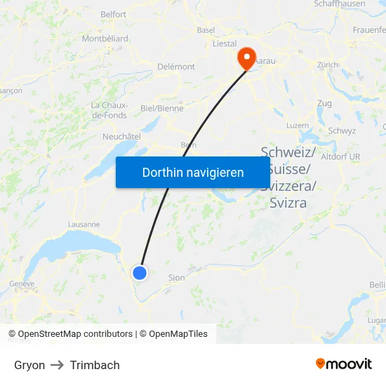 Gryon to Trimbach map