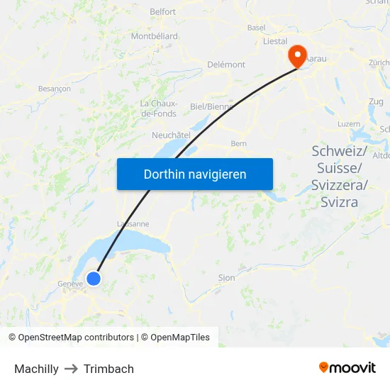 Machilly to Trimbach map