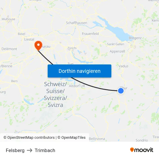 Felsberg to Trimbach map