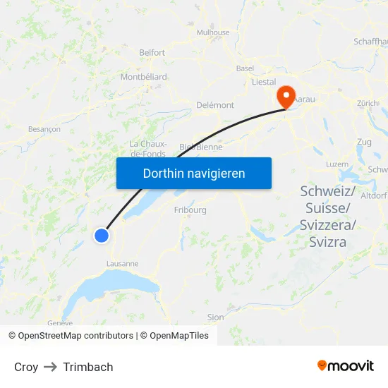 Croy to Trimbach map