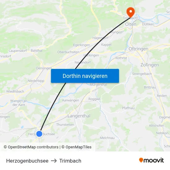 Herzogenbuchsee to Trimbach map