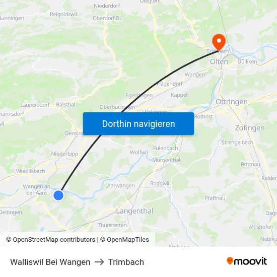 Walliswil Bei Wangen to Trimbach map