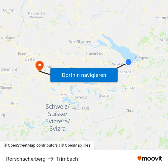 Rorschacherberg to Trimbach map