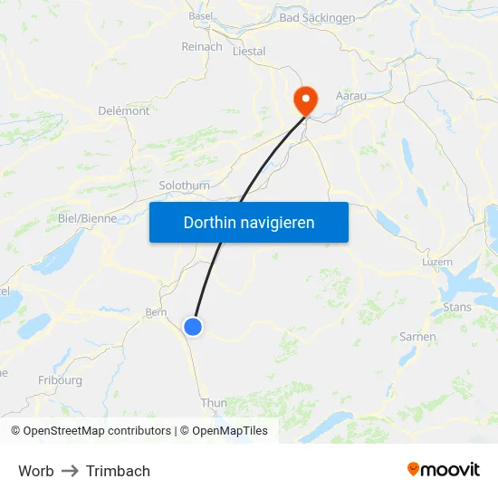 Worb to Trimbach map
