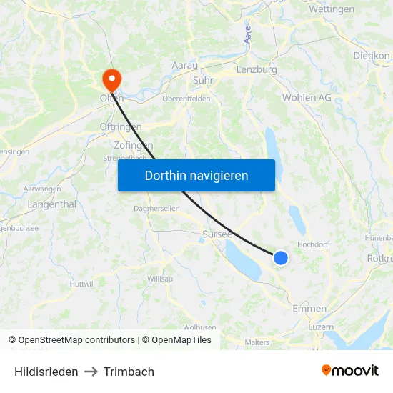 Hildisrieden to Trimbach map