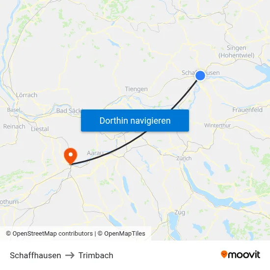 Schaffhausen to Trimbach map