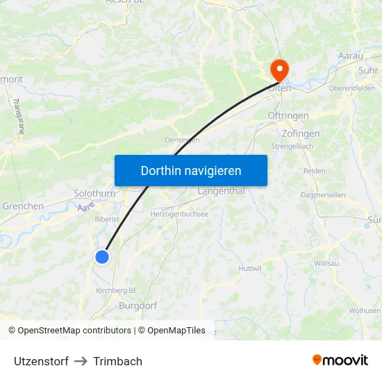 Utzenstorf to Trimbach map