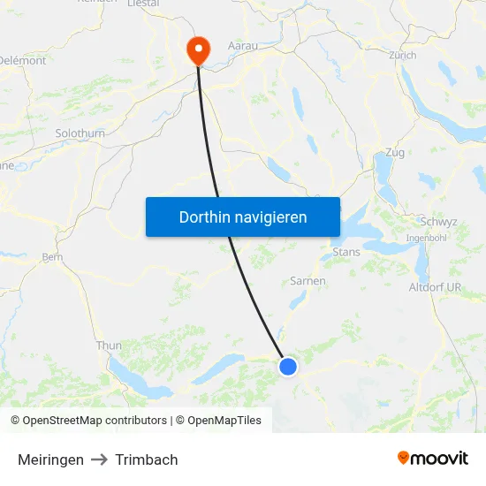 Meiringen to Trimbach map