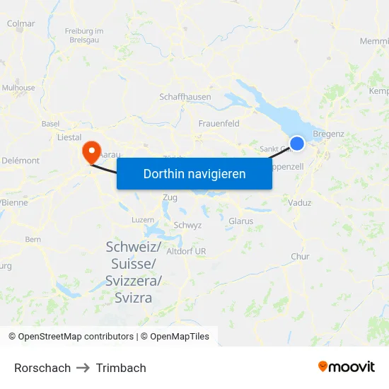 Rorschach to Trimbach map