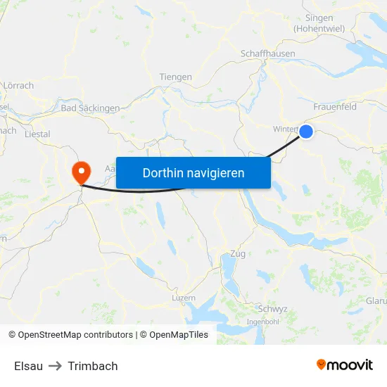 Elsau to Trimbach map