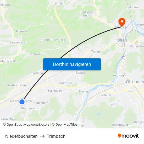 Niederbuchsiten to Trimbach map